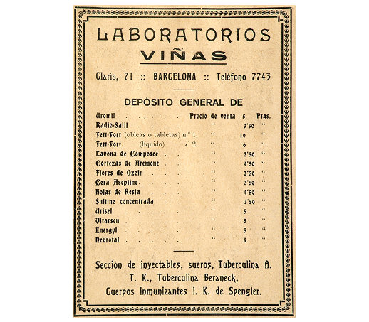 Laboratorios Viñas: Sociedad Anónima.